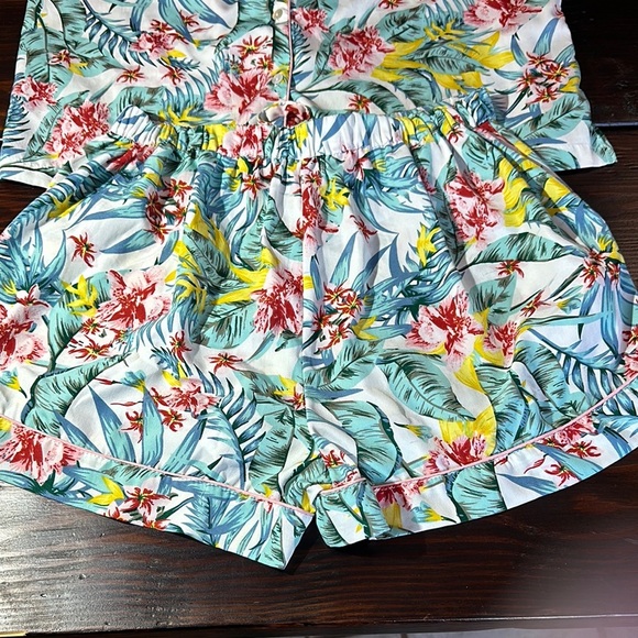 Cynthia Rowley Tropical Floral Pajama Set - Pink, Green, Yellow - Picture 5 of 16